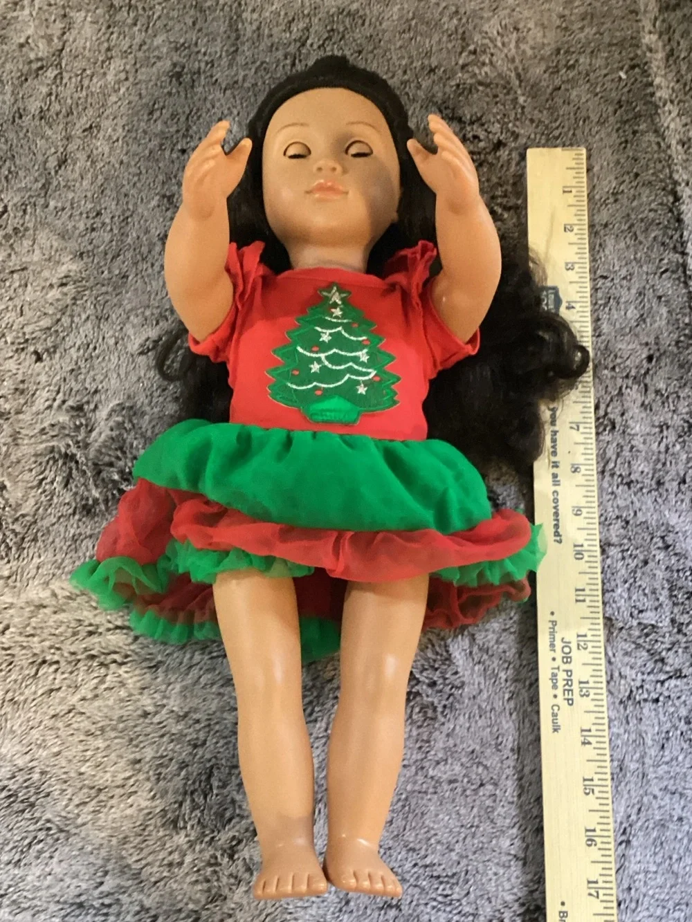 Holiday Tree Red and Green Dress for Kids' Dolls
